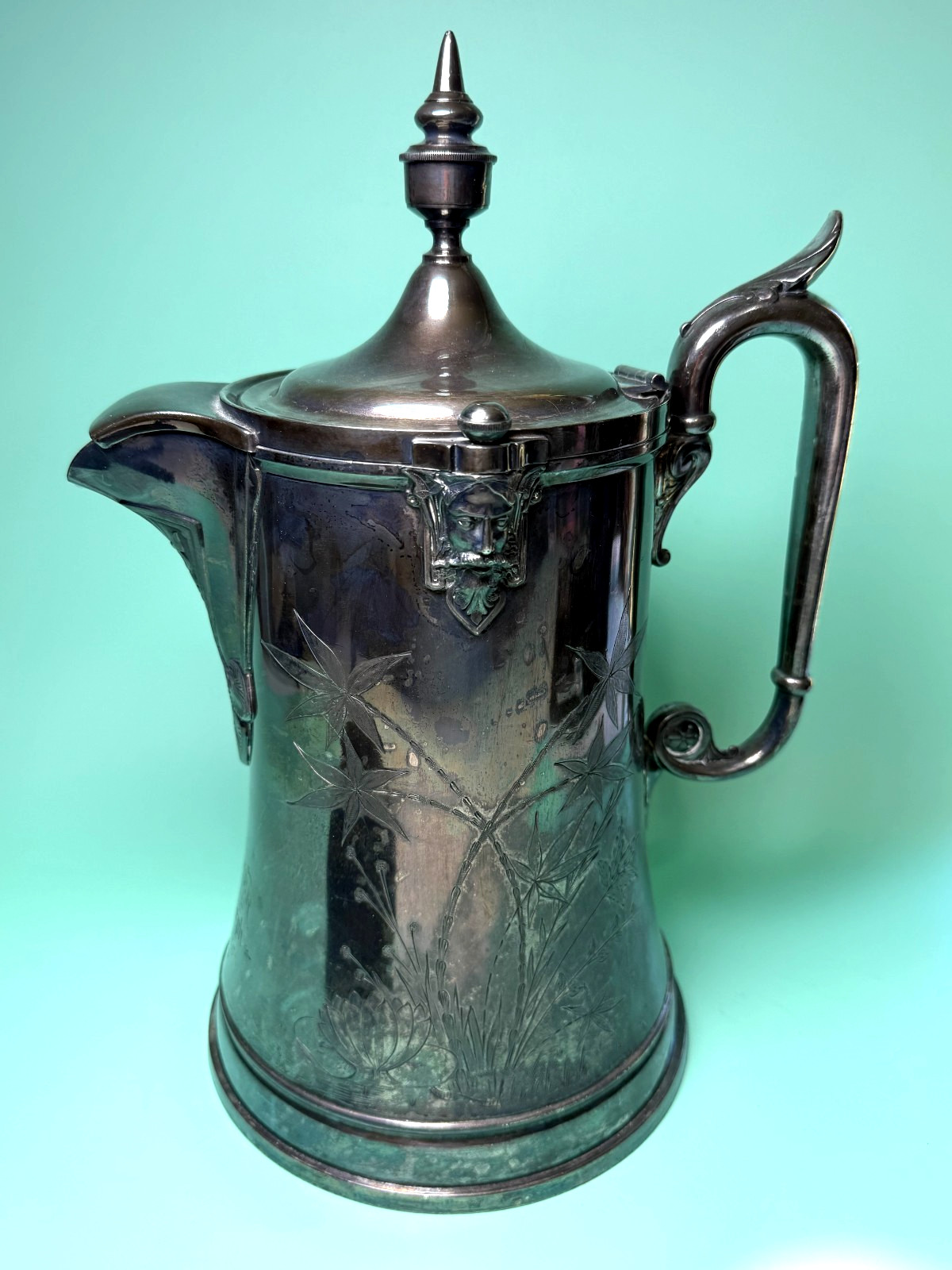 Reed & Barton XL Antique 1876 Silverplate Insulated Ice Water Pitcher Aesthetic