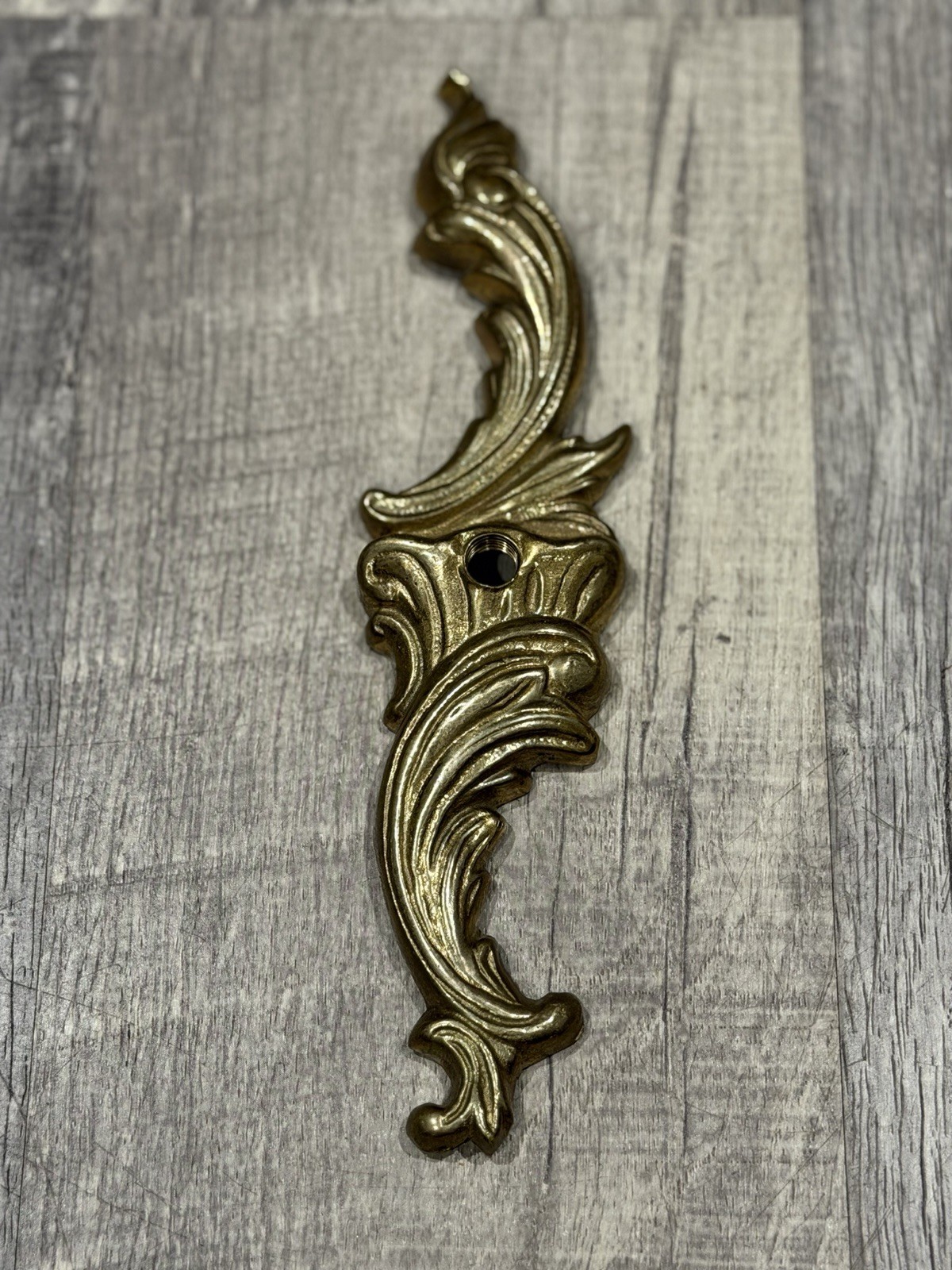 VTG Antique French Door Knob Lever Push Back Plate Brass Rococo Gold Surround