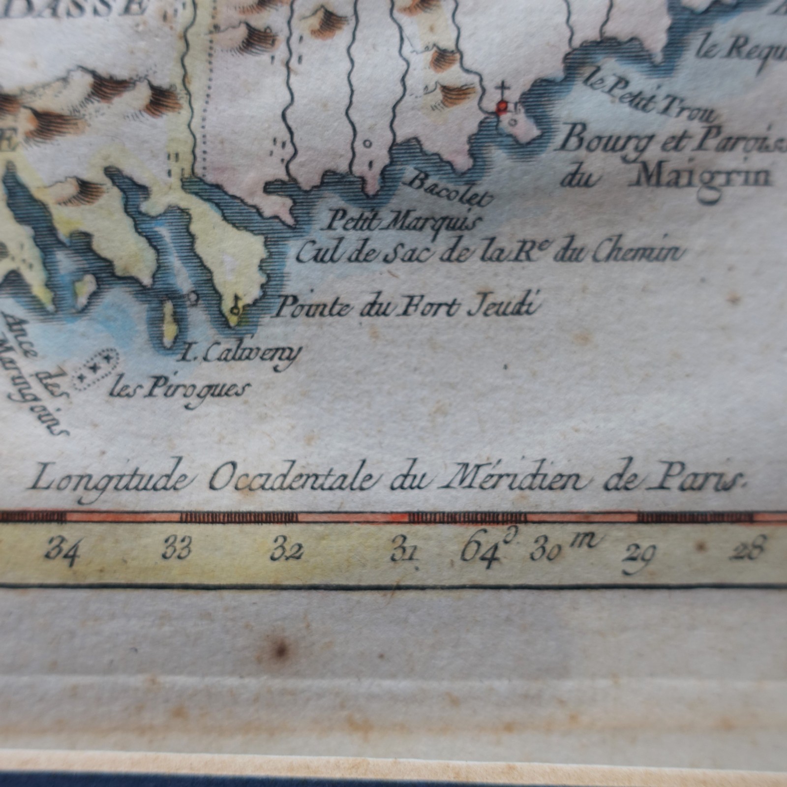 1758 Bellin Map Grenada Caribbean Hand Coloured Copper Engraving