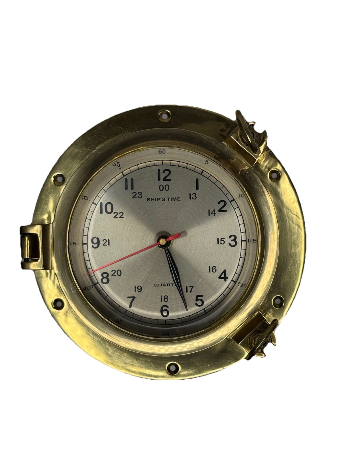 Vintage 9 Inch Nautical Ship’s Porthole Quartz Bell Clock Brass Fully Tested