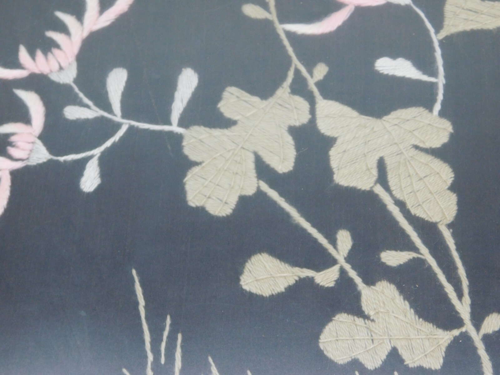 Antique Chinese Framed Embroidered Silk Floral Panel Chrysanthemum Prunus