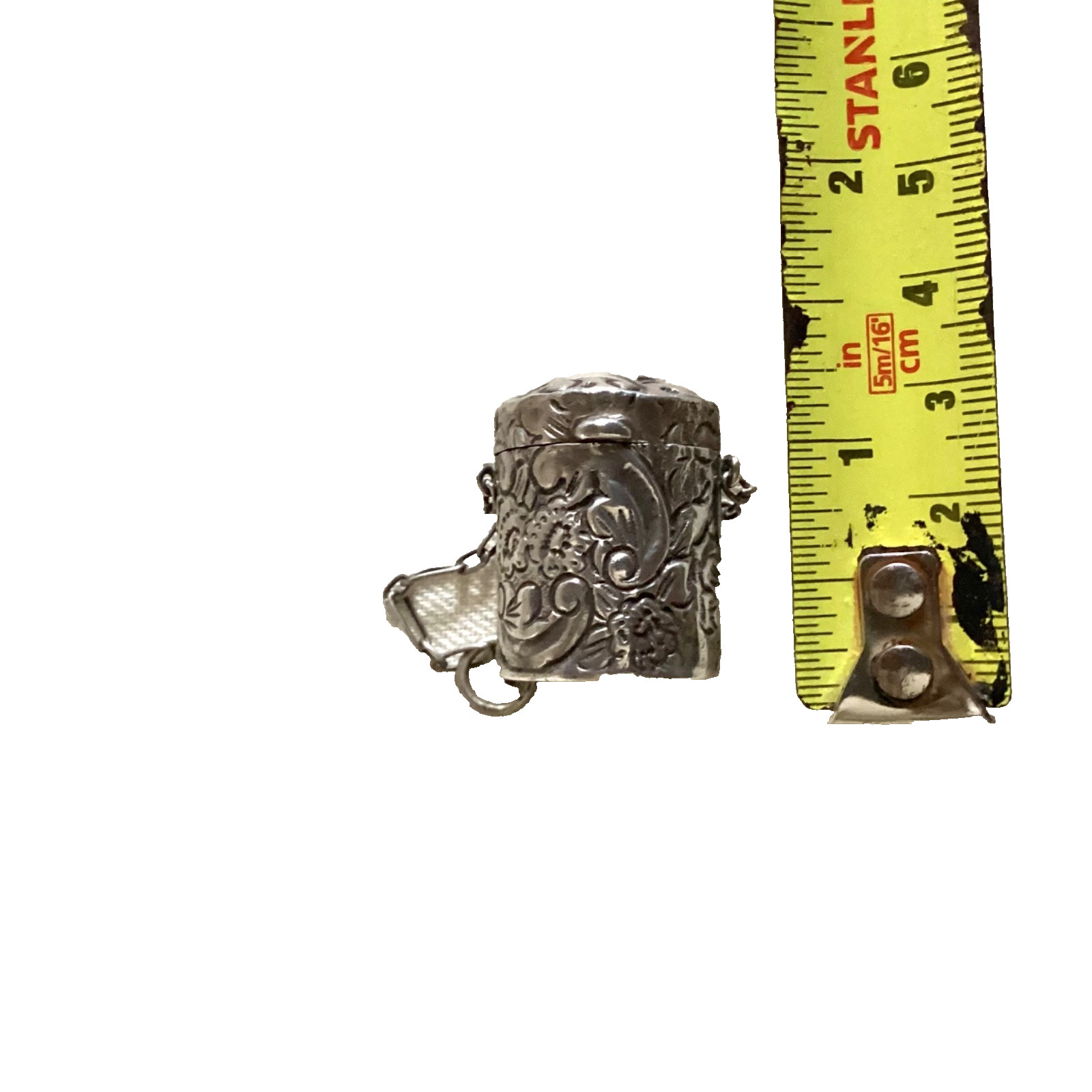 Antique Chester 1891 Solid Silver Chatelaine Thimble Holder & B’ham 1937 Thimble