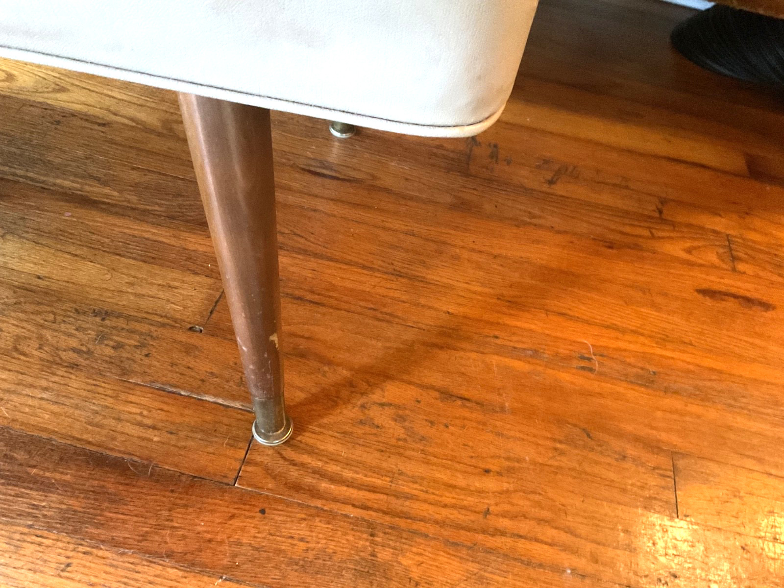 Vintage Mid-Century Modern retro mcm Peg Leg Footstool Ottoman bench vinyl stool