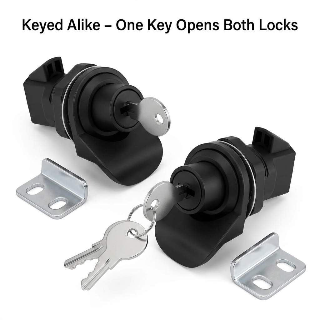 QWORK Push Button Latch, 2 Pack Plastic Push-to-Close Latches 2 Pack, Black