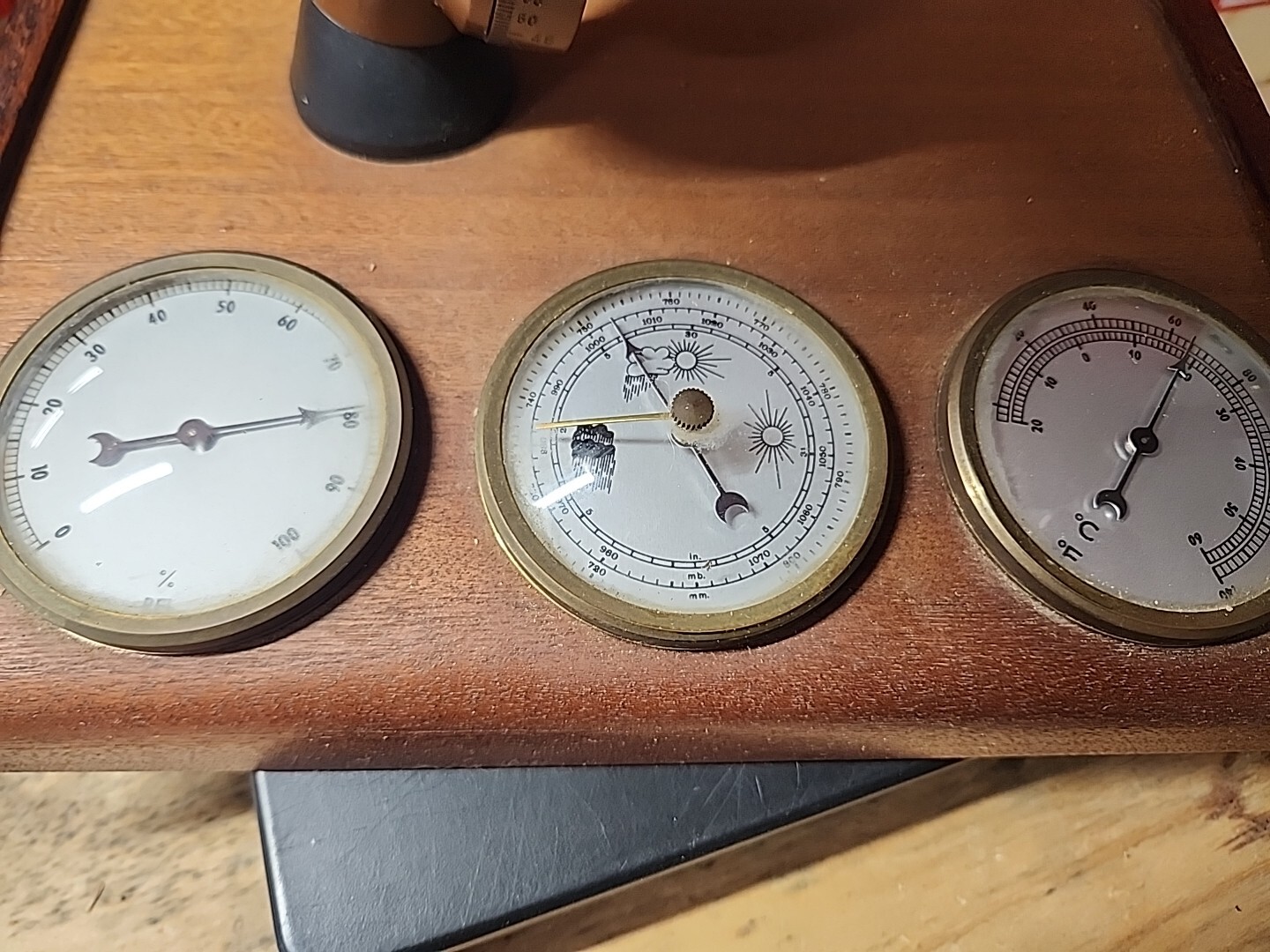 Lighted Scan Globe World Discoverer 12” w/ Weather Station Gauges—Denmark 1980