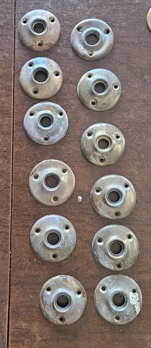 Lot Of 24 Antique & Vintage Door Knob Brass Escutcheons & Rosettes-Some Sets