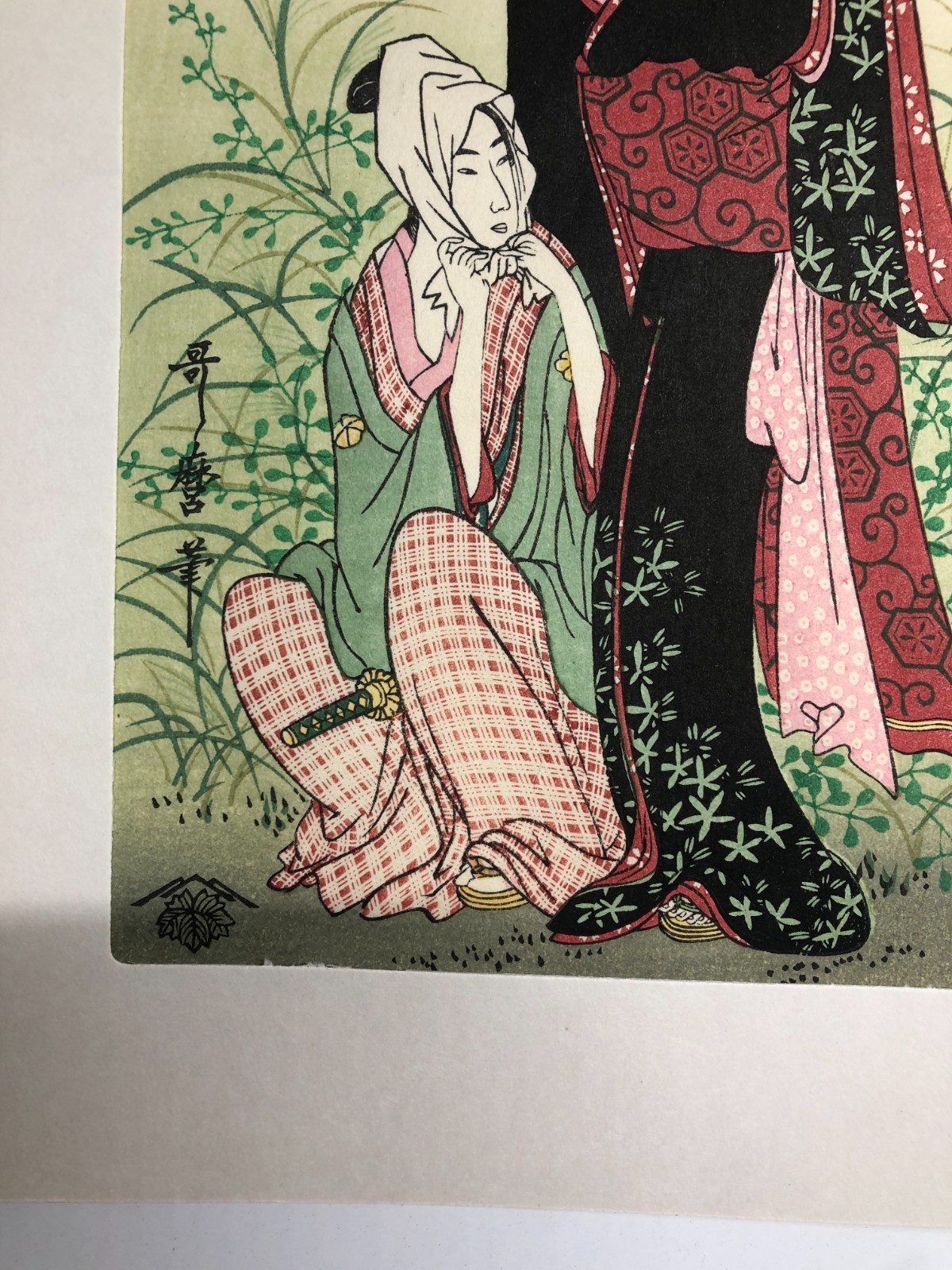 Utamaro Woodblock Reprint Triptych: Tales of Ise Musashino Ukiyo-e