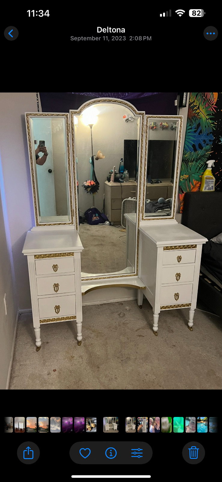Antique Vanity. Used repainted. Just top of right cabinet needs a touch up