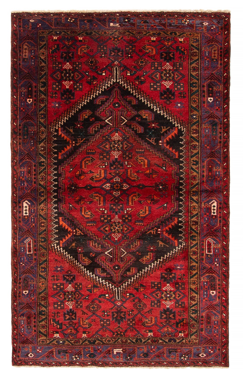 Vintage Dark Red Traditional 4’4″ x 7’0″ Hand-Knotted Oriental Wool Area Rug