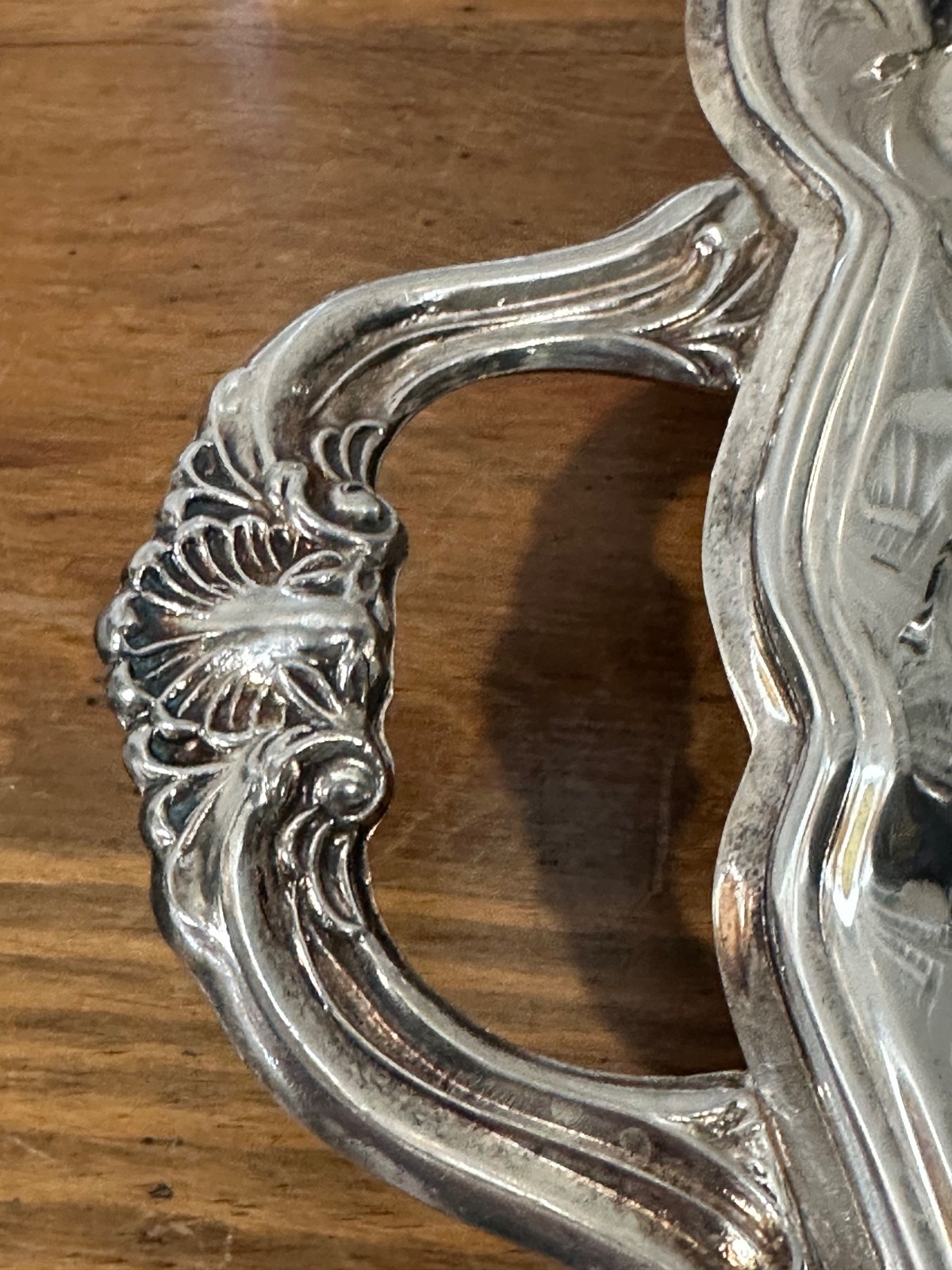 FB Rogers Ornate Silver Plated Large Serving Tray Footed Butler Handles 23×13 IS