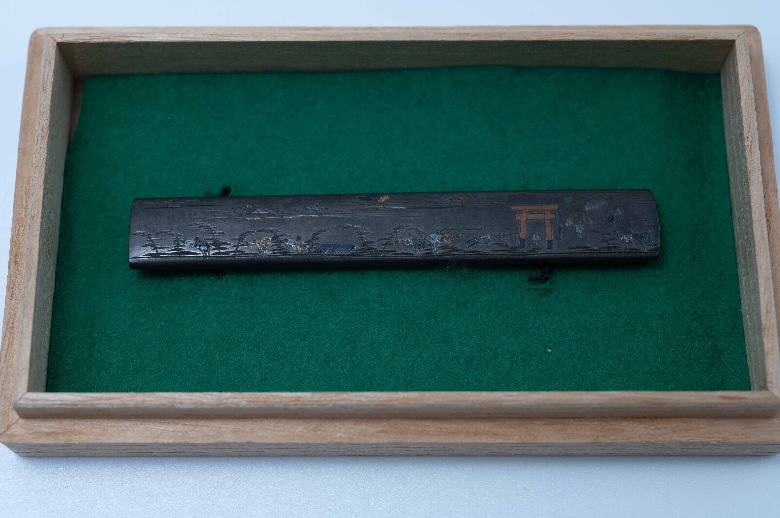 Kozuka Japanese antique Masamori 政守 Kao Kyo landscape design made of Shibuichi