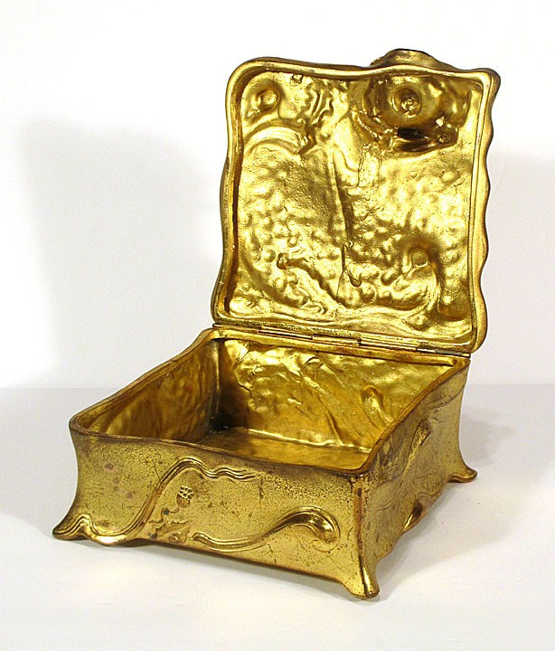 1900 Large Antique JENNINGS BROTHERS Art Nouveau JEWELRY CASKET BOX Poppies