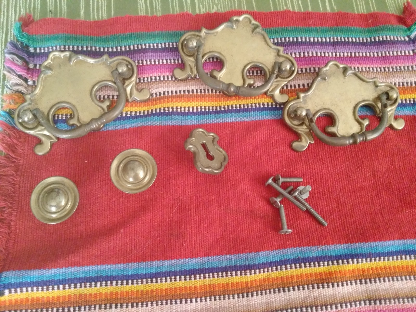 Vintage Lot Brass Drawer Pull Handle Antique Style Salvaged