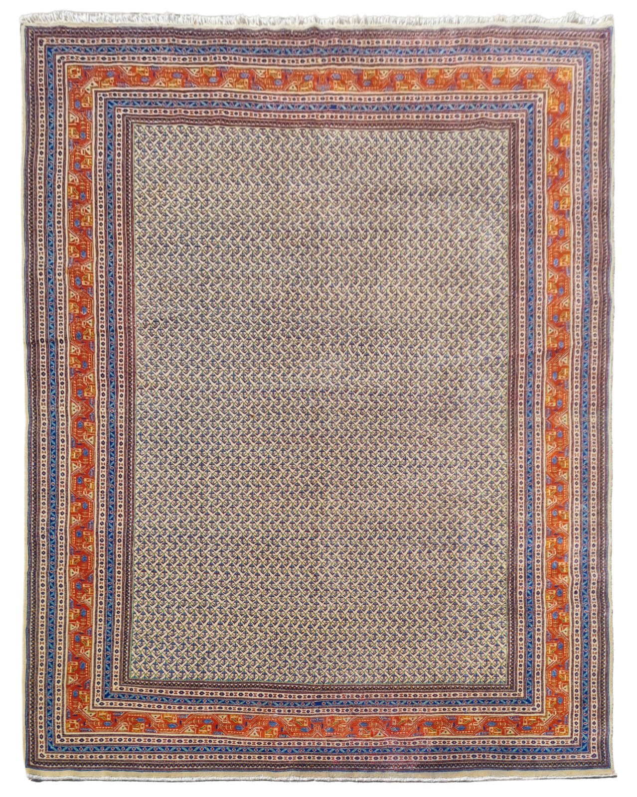 Rare Hand Knotted Vintage Sultanabad Badam Gul Mir Wool Area Rug 11 x 8 Ft