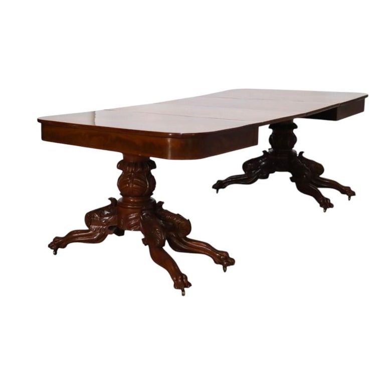 Classical Quervelle Inspired Drop-Leaf & Claw Foot Mahogany Banquet Table c1840