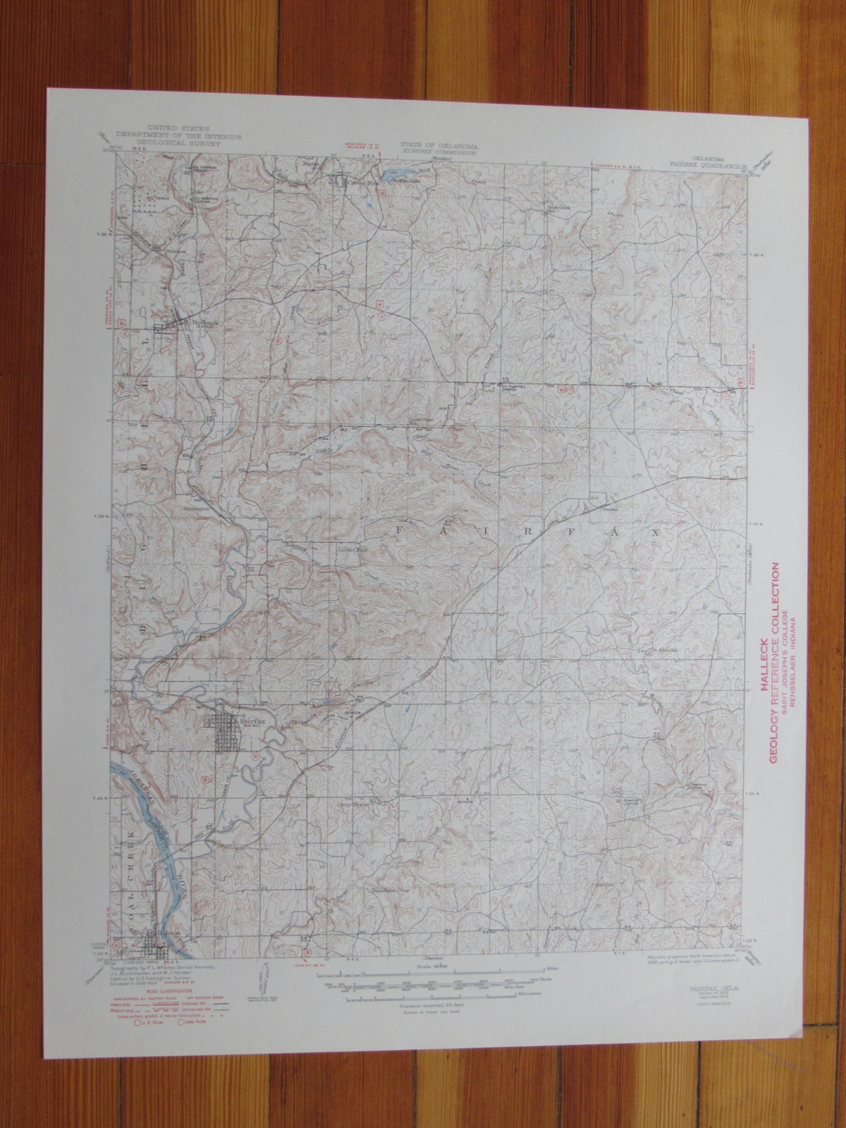 Fairfax Oklahoma 1949 Original Vintage USGS Topo Map