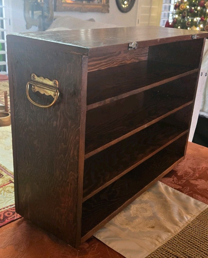 Antique Oak Counter Top Drawer Cabinet With Brass Handles 22×17 Heavy