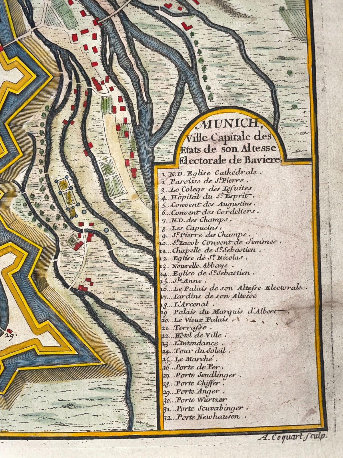 MUNICH GERMANY DATED 1705 NICOLAS DE FER 18TH CENTURY ANTIQUE MAP