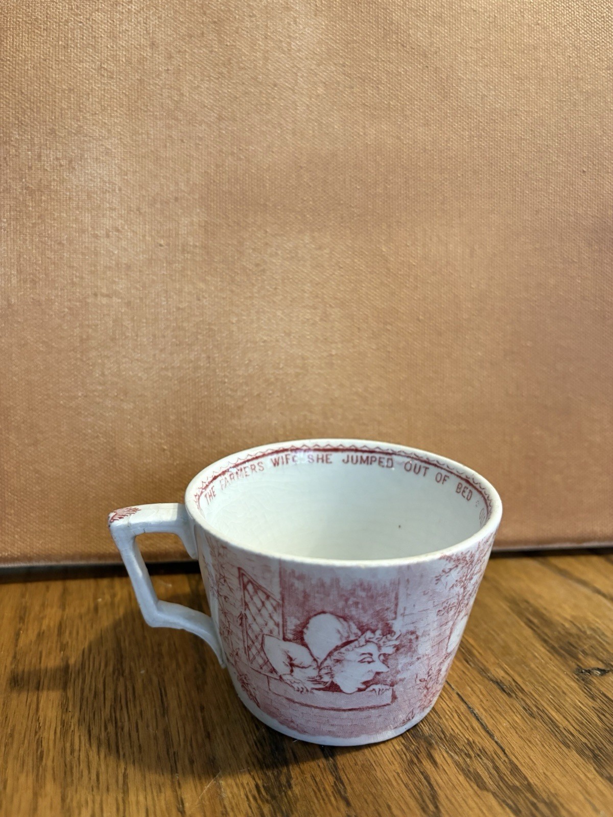 Old Mother Hubbard Nursery Rhyme Mug Cup Farmers Wife Antique Transferware