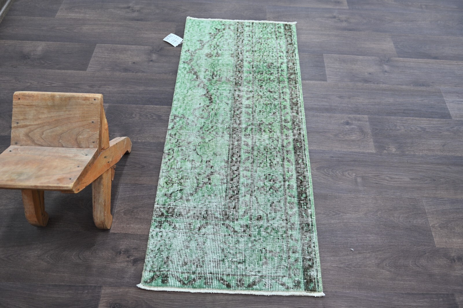 Oushak Turkish Doormat Rug 2×4 GREEN Anatolian Handmade Vintage Small Kilim Rug
