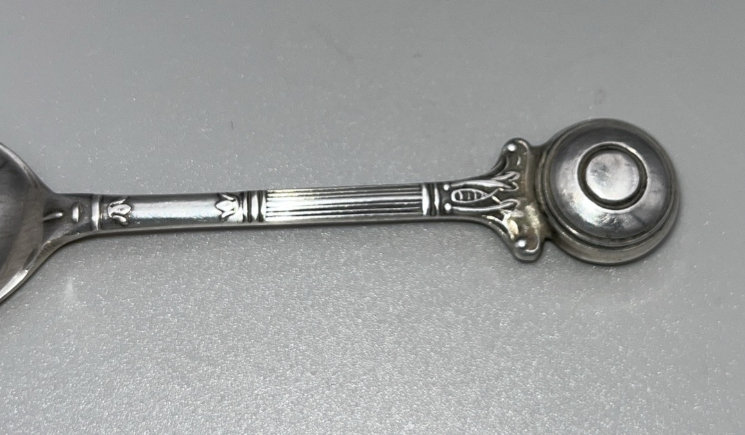 Antique Corinthian Column Handle Silver Plated Spoon Vintage Decorative Cutlery