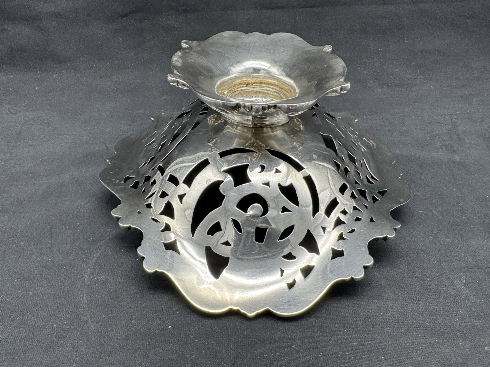 Antique Frank M. Whiting Sterling Silver Pierced Footed Bowl, 110 grams