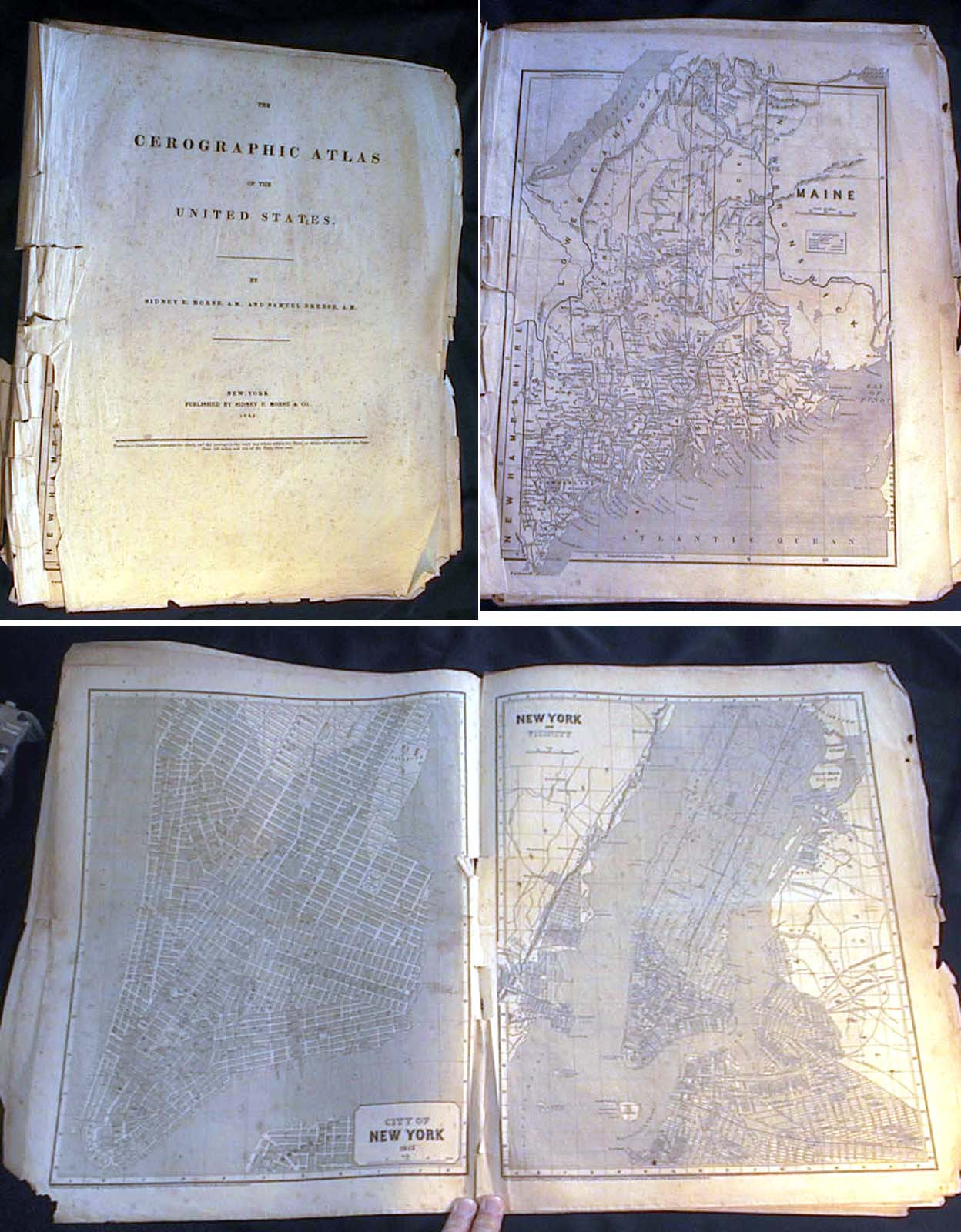 1843 UNITED STATES ATLAS TEXAS BORDER LANDS NEW YORK SIDNEY MORSE SAMUEL BREESE