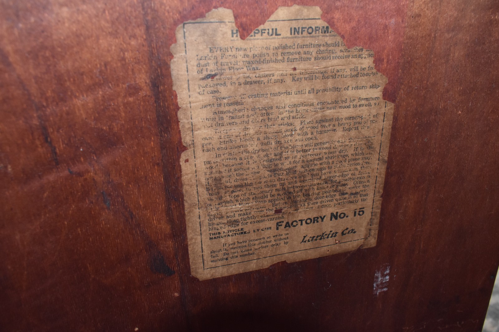 Antique Larkin Co Buffalo NY Cabinet c1900 Record Music Cabinet