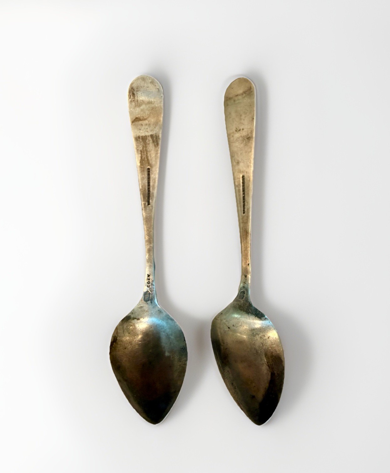 Early American Coin Silver Lot (2) 6”Teaspoons James Watts, Philadelphia