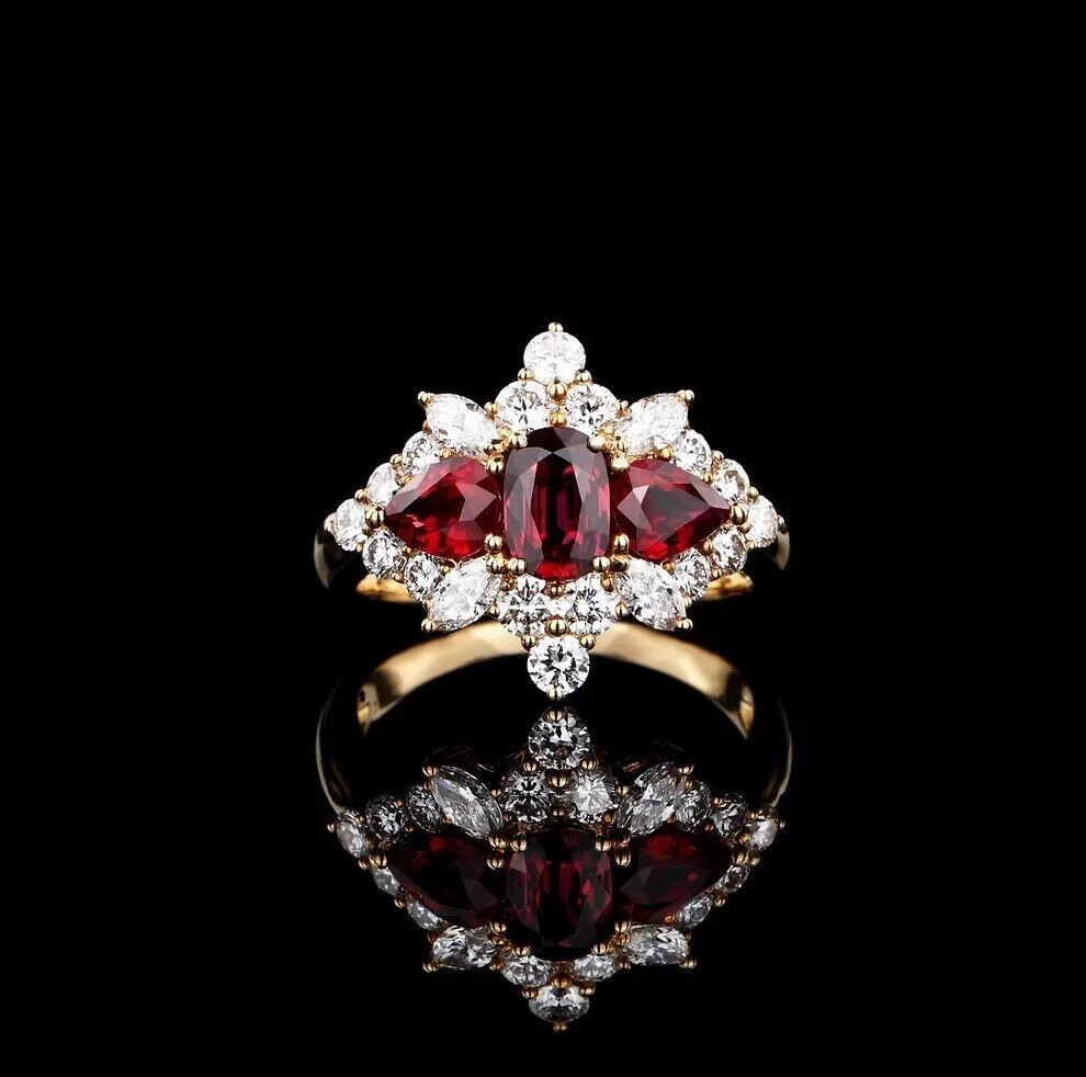 2Ct Oval Cut Lab Created Garnet Women Stunning Band Ring 14k Yellow Gold Plated
