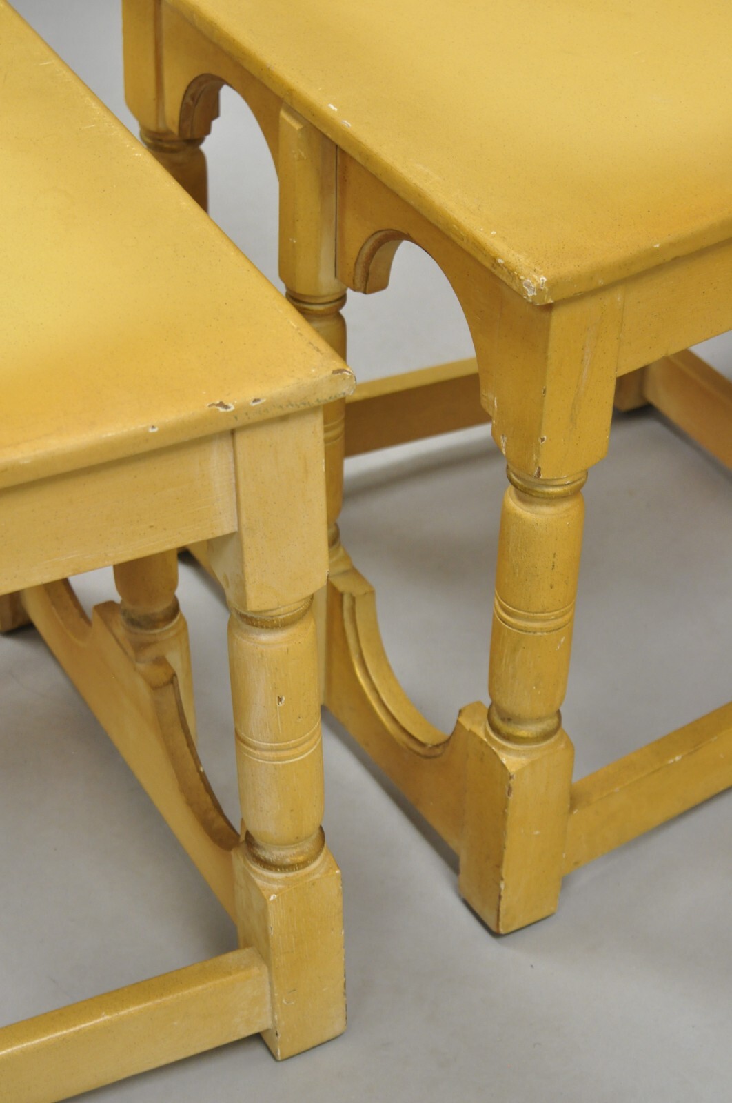 Gothic Renaissance Revival Painted Hall Altar Console Table Chair Set – 4 Pc Set