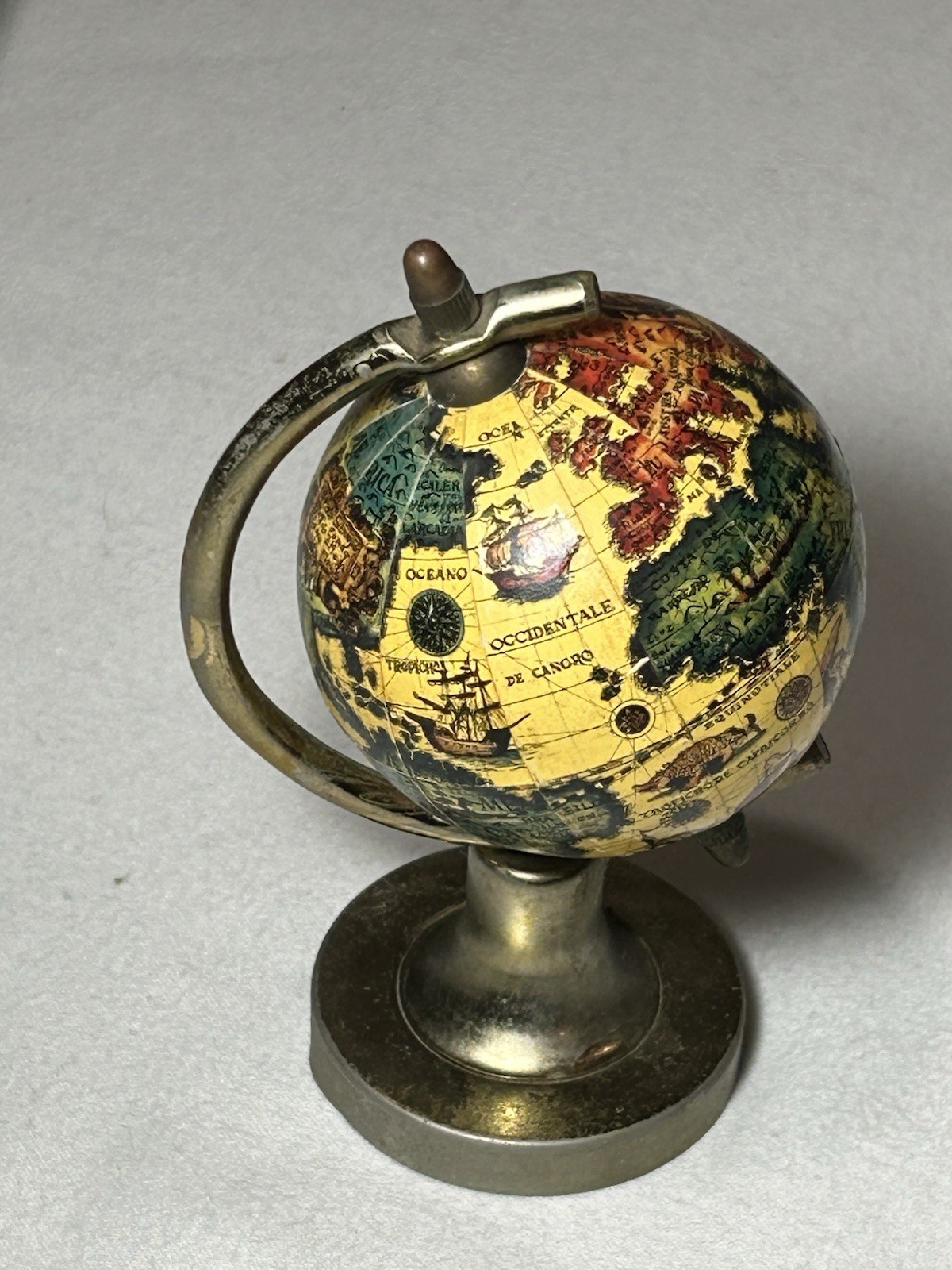 Miniature Italian Ancient Mariner Globe~SailingShips/MythologicalCreatures~Japan