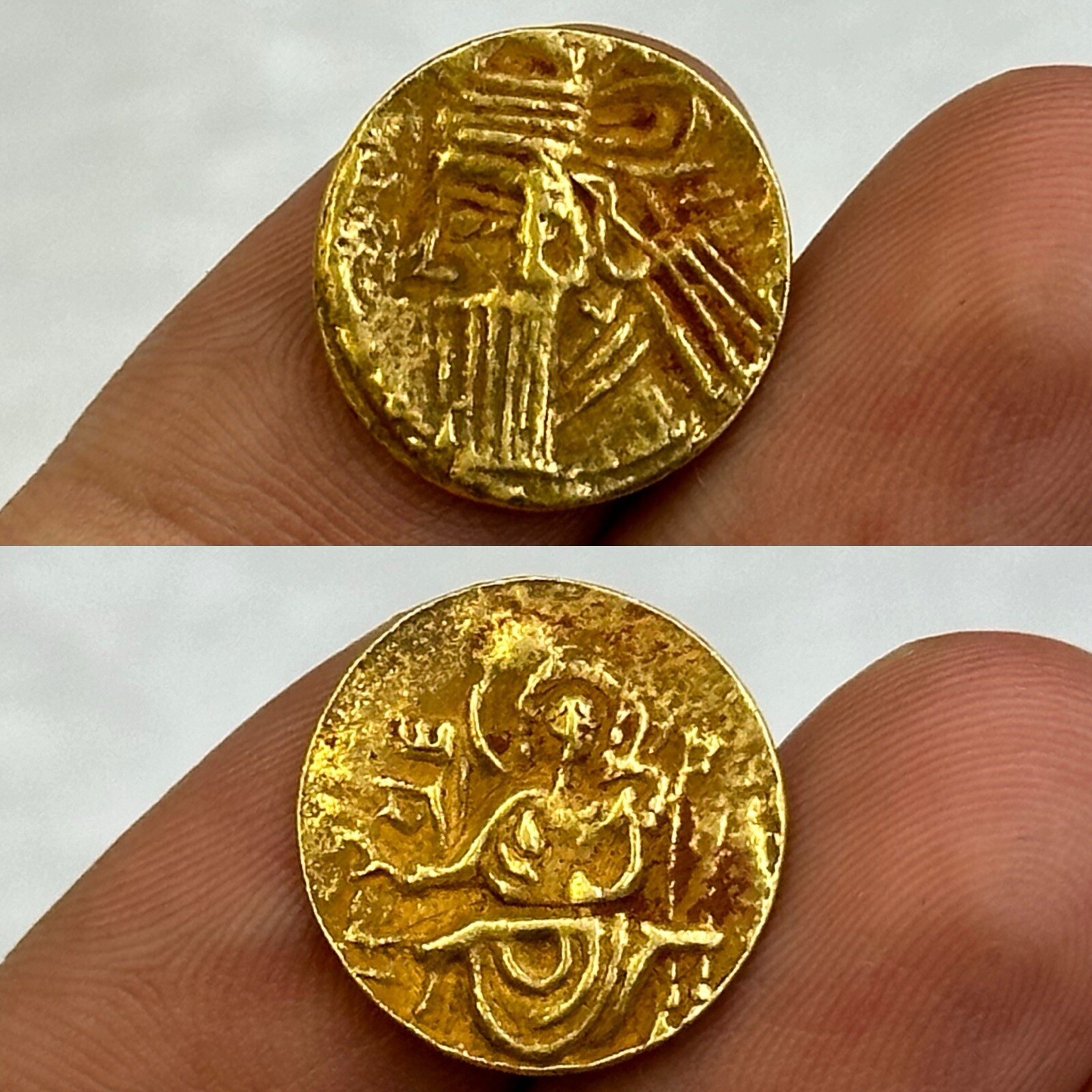 Very Rare Ancient Parthian Empire High Karat Gold Coin With Unique King Image