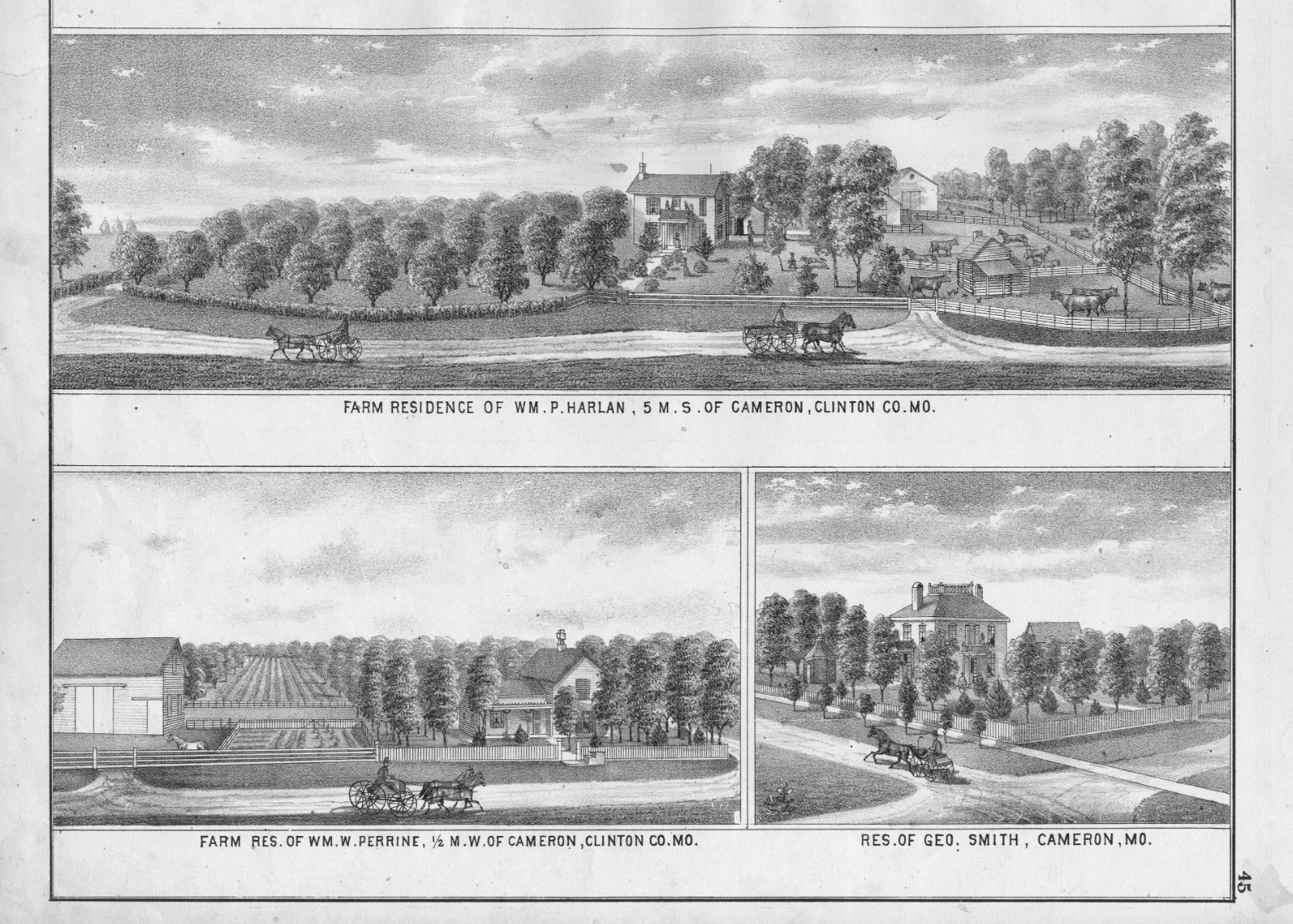 Residences and Farms near Cameron, Mo., Clinton County, Missouri – 1876 Atlas