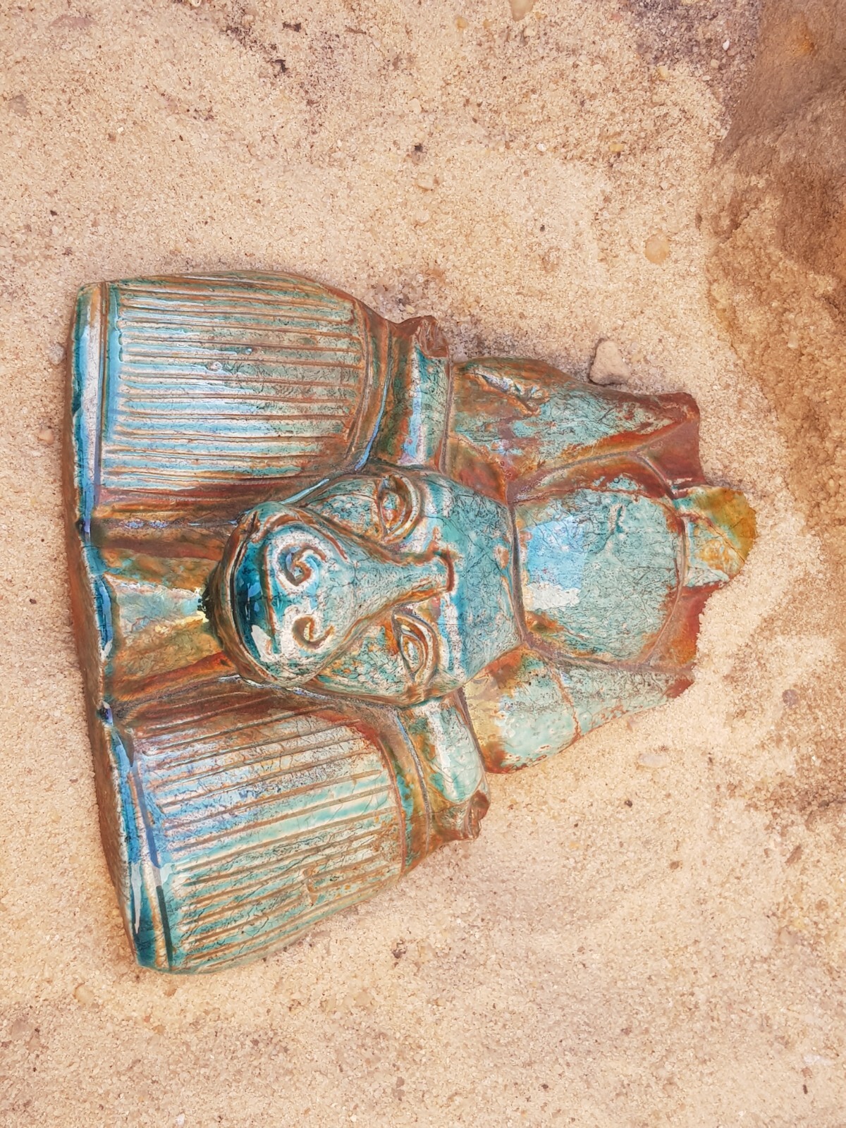 Rare Antique Ancient Egyptian Glaze Statue God Khnum Ram 2480 BC
