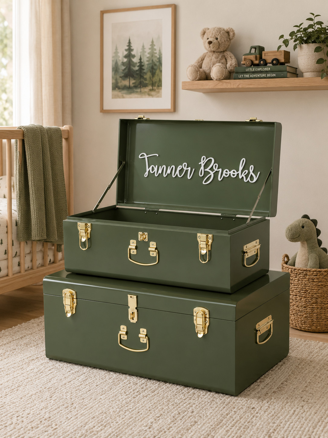 Custom Name Large Keepsake Trunk – Wedding, Baby Shower, Vintage Keepsakes Box