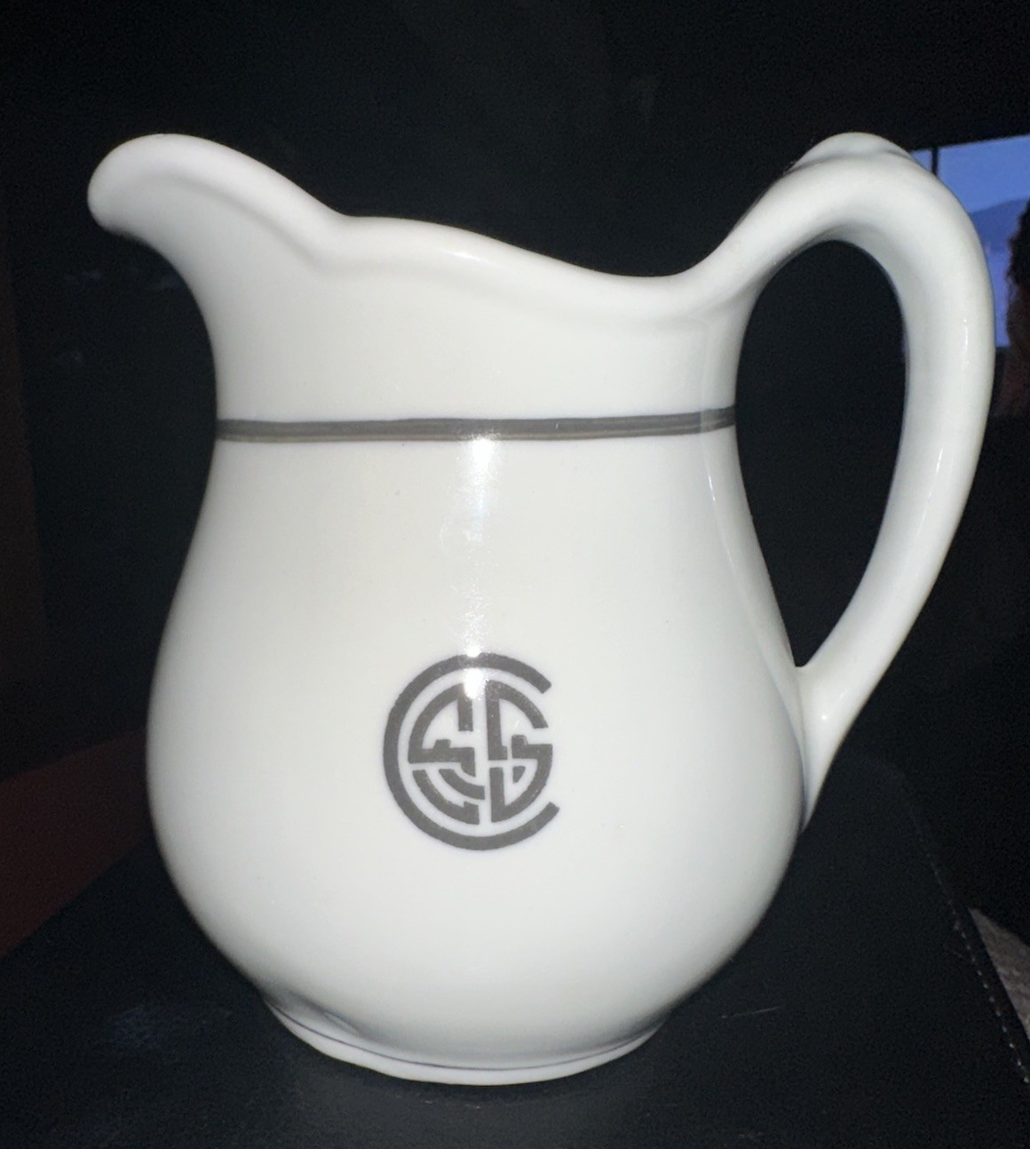 Mayer China Antique White Ironstone Pitcher Union Supply Company Advertising