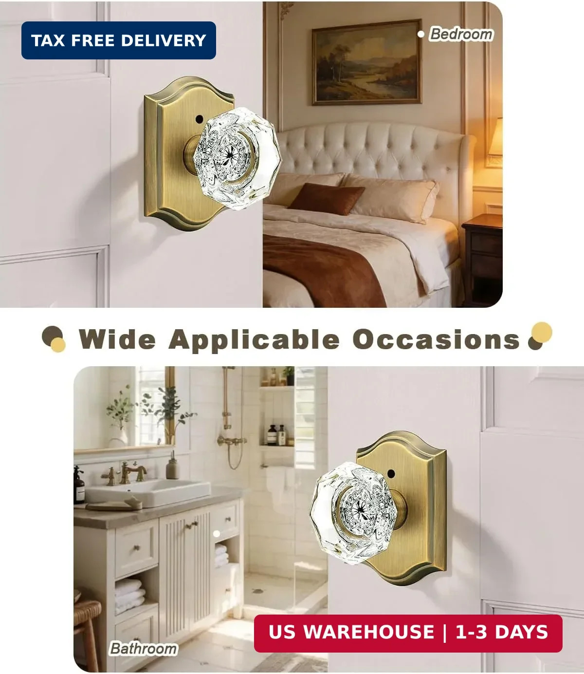 Vintage Antique Brass Glass Door 5 Pack Privacy Antique Brass Crystal Door Knob