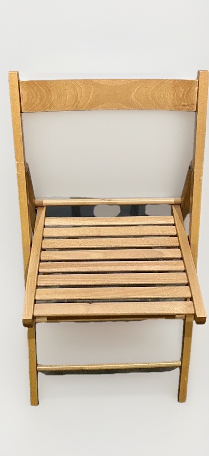 Vintage MCM Minimalist, Aesthetic Oak Wood Folding Chairs 1970s 20in X 18in