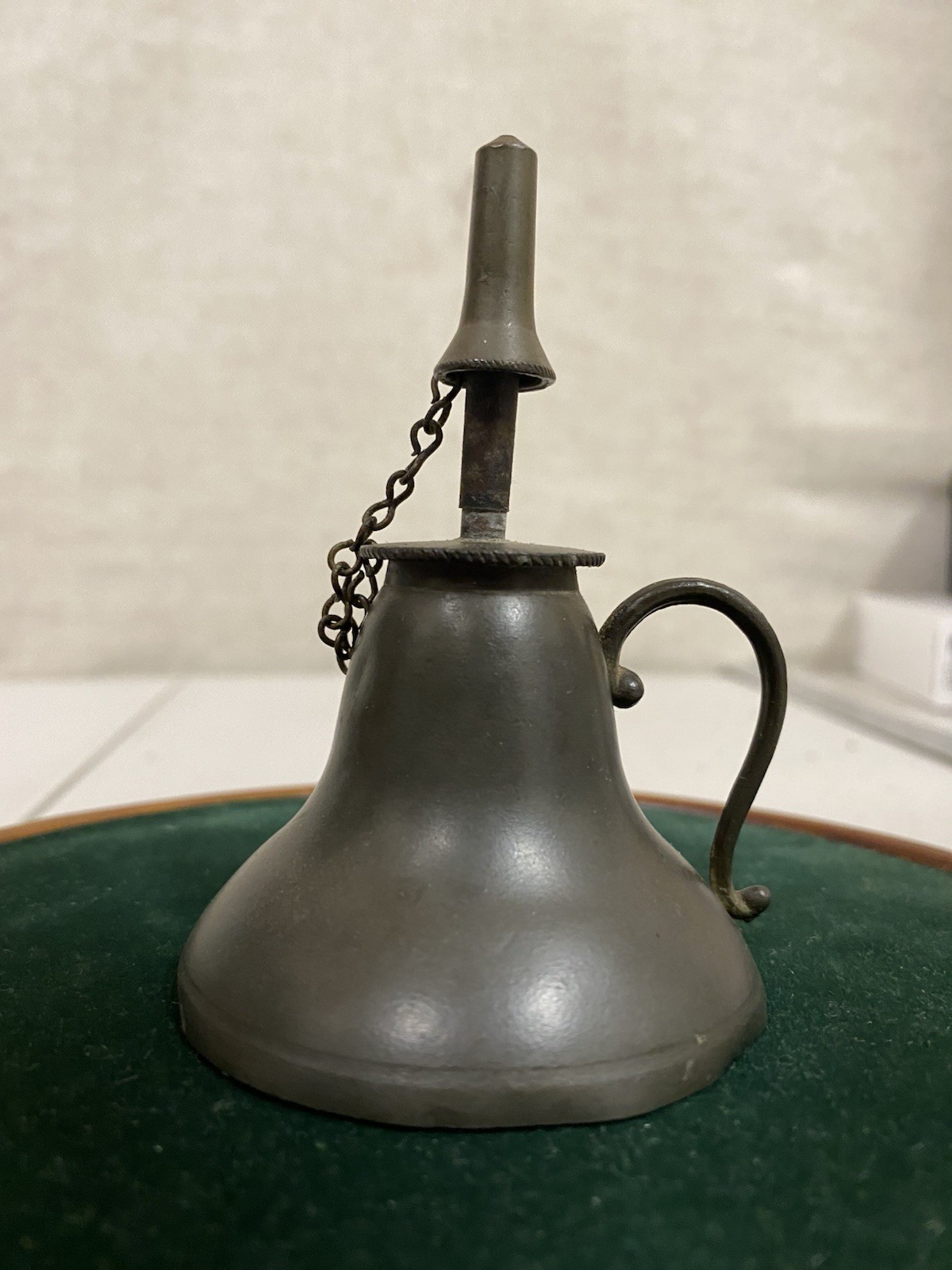 Antique oil night light lamp 3.5” Inch original – Pewter?
