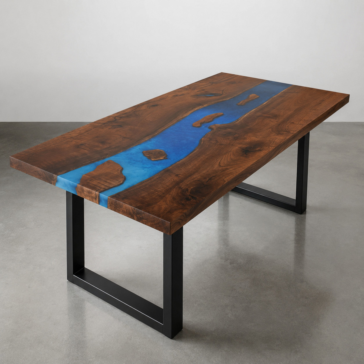 Epoxy Coffee Table | Blue Ocean Live Edge Wood Table | Custom Living Room Furnit