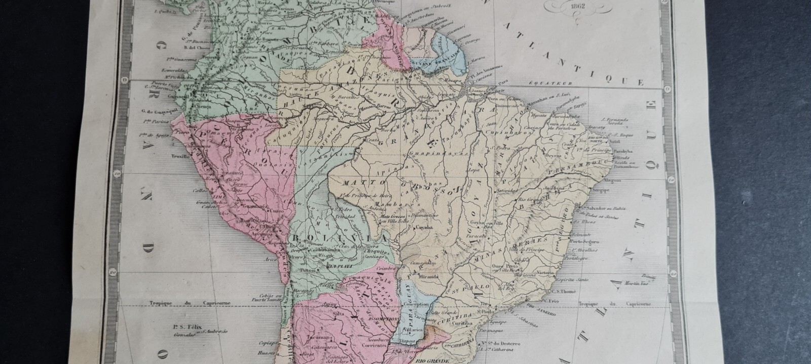 Antique (1862) French map – South America – Felix Ansart
