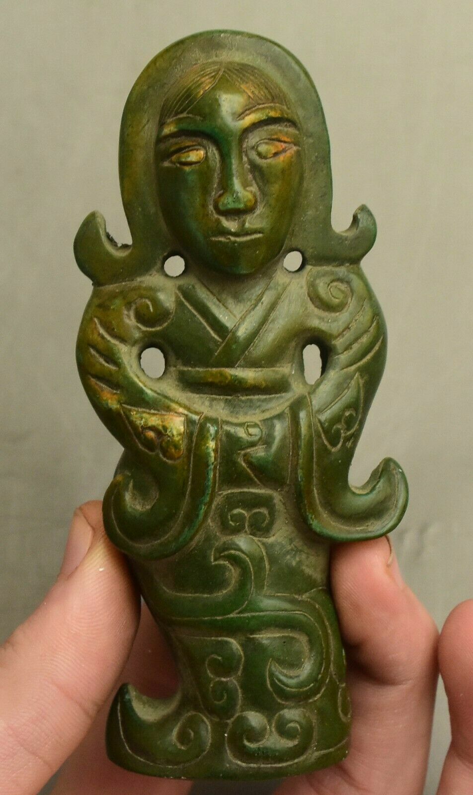 11.2CM Old China lapis lazuli Carving Palace Female Beauty Belle Fair Statue