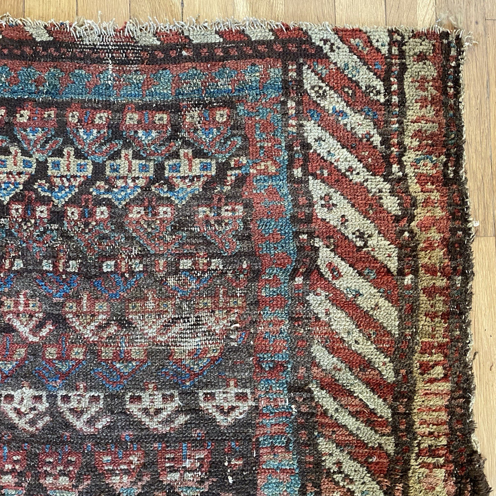 Vintage Rug 3’ 2 X 6’ 11 Brown Hand Knotted Worn Oriental Rug Runner