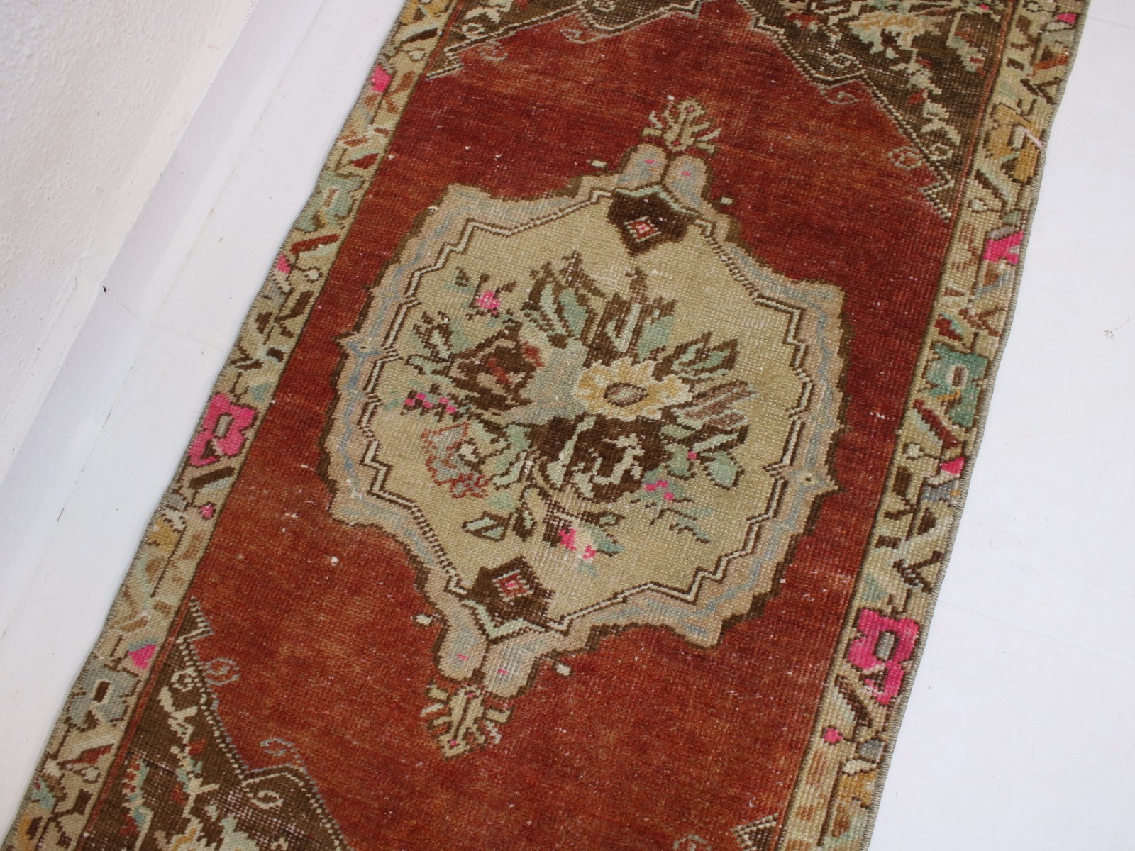 2×3 Red Door Mat, Handmade Turkish Rug, Vintage Small Entryway Rug, 1.6×3.2 Ft