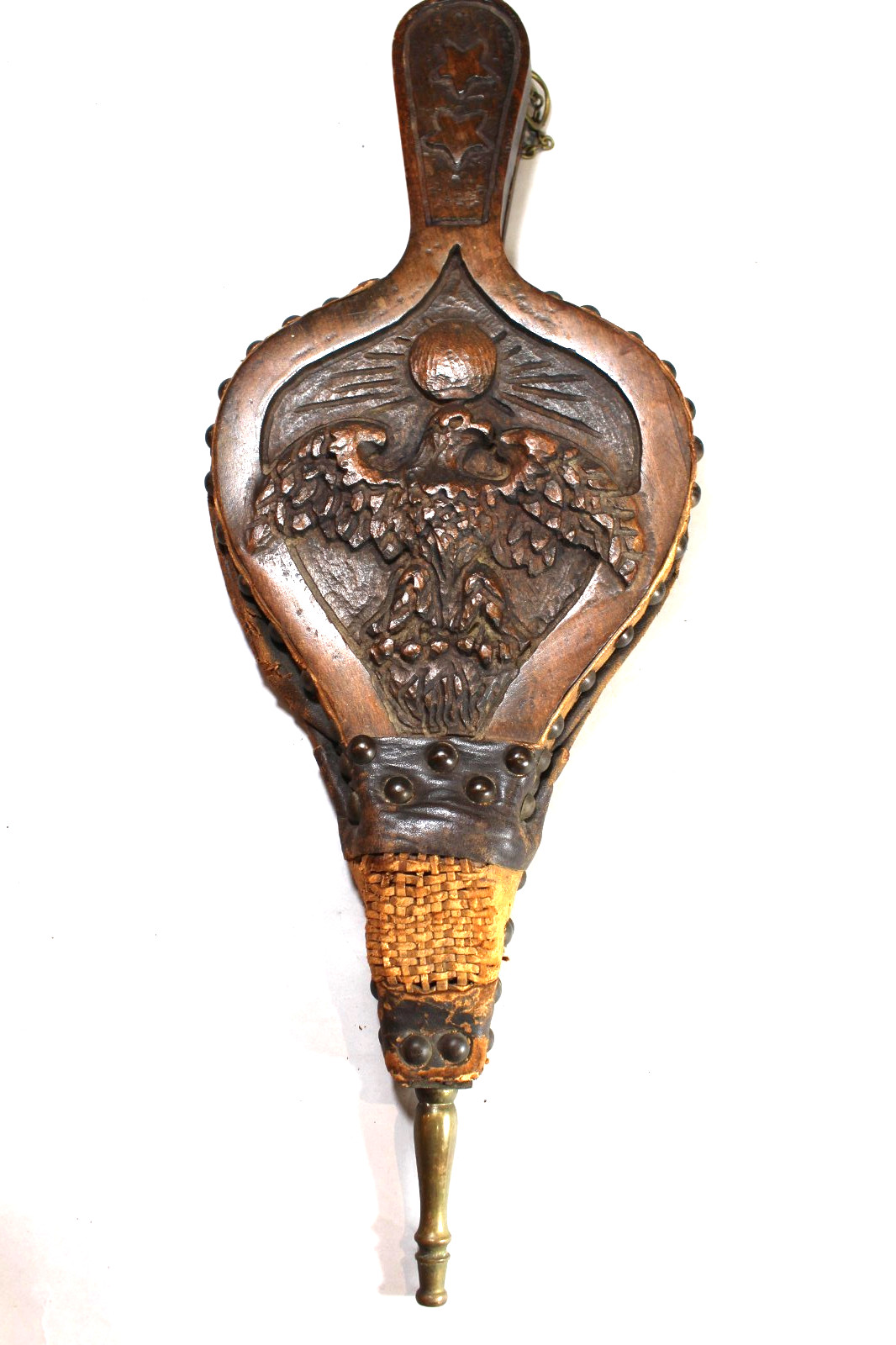 American Folk Art Centennial Walnut Bellows Carved with Eagle,Sun & Stars c.1876