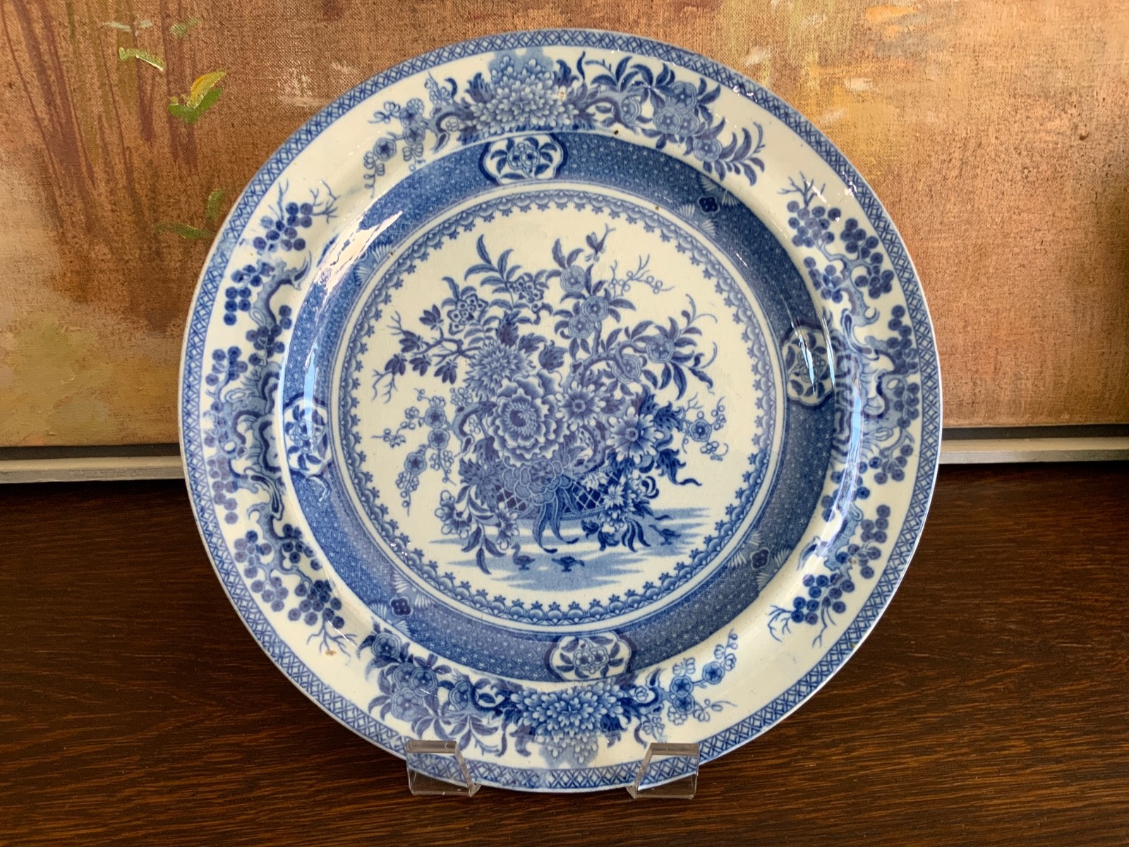English Blue & White Pearlware Plate Floral Design Circa 1820-30 Possibly Minton