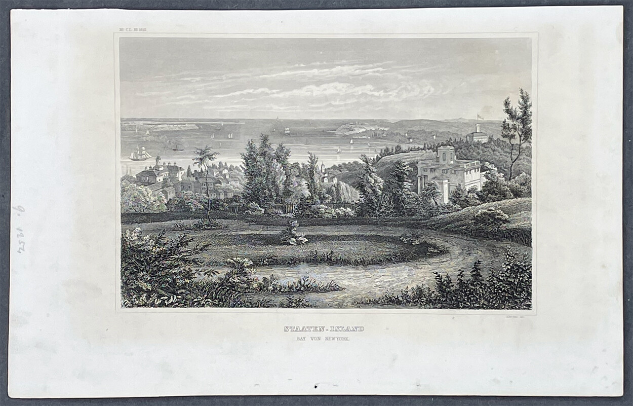 1850 Hermann Meyer Antique Print View of Staten Island, New York, America