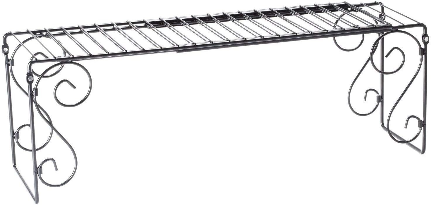 Expandable Scroll Metal 1 shelve,Over The Sink Shelf – Black