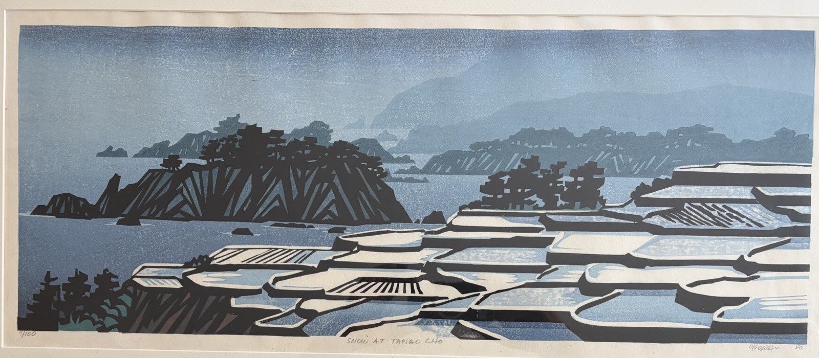 Clifton Karhu-Japanese Woodblock Print-Snow At Tango Cho-1980